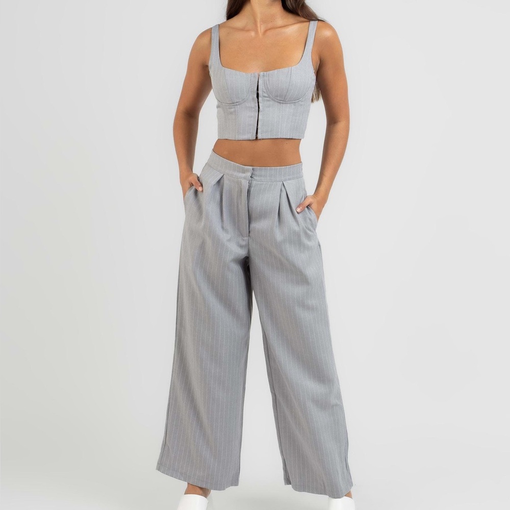 Gray Pinstripe Matching Set